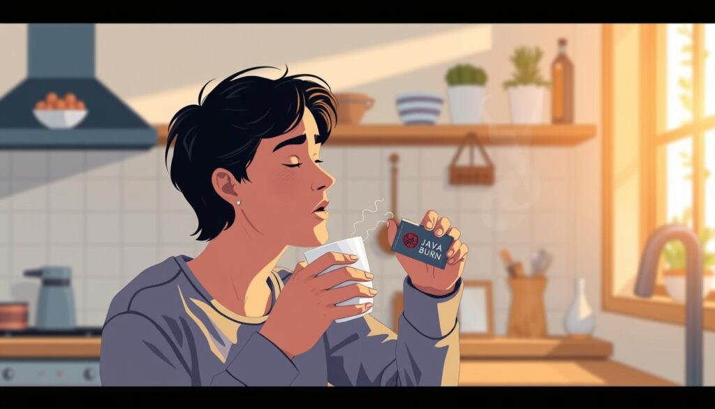 Image of a person enjoying their morning coffee with Java Burn